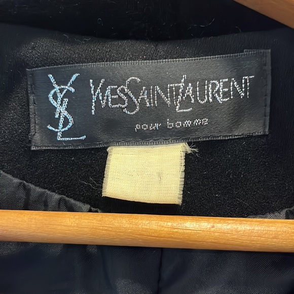 Yves Saint Laurent RARE single breasted max length coat wool w/velvet accents - Picture 4 of 13
